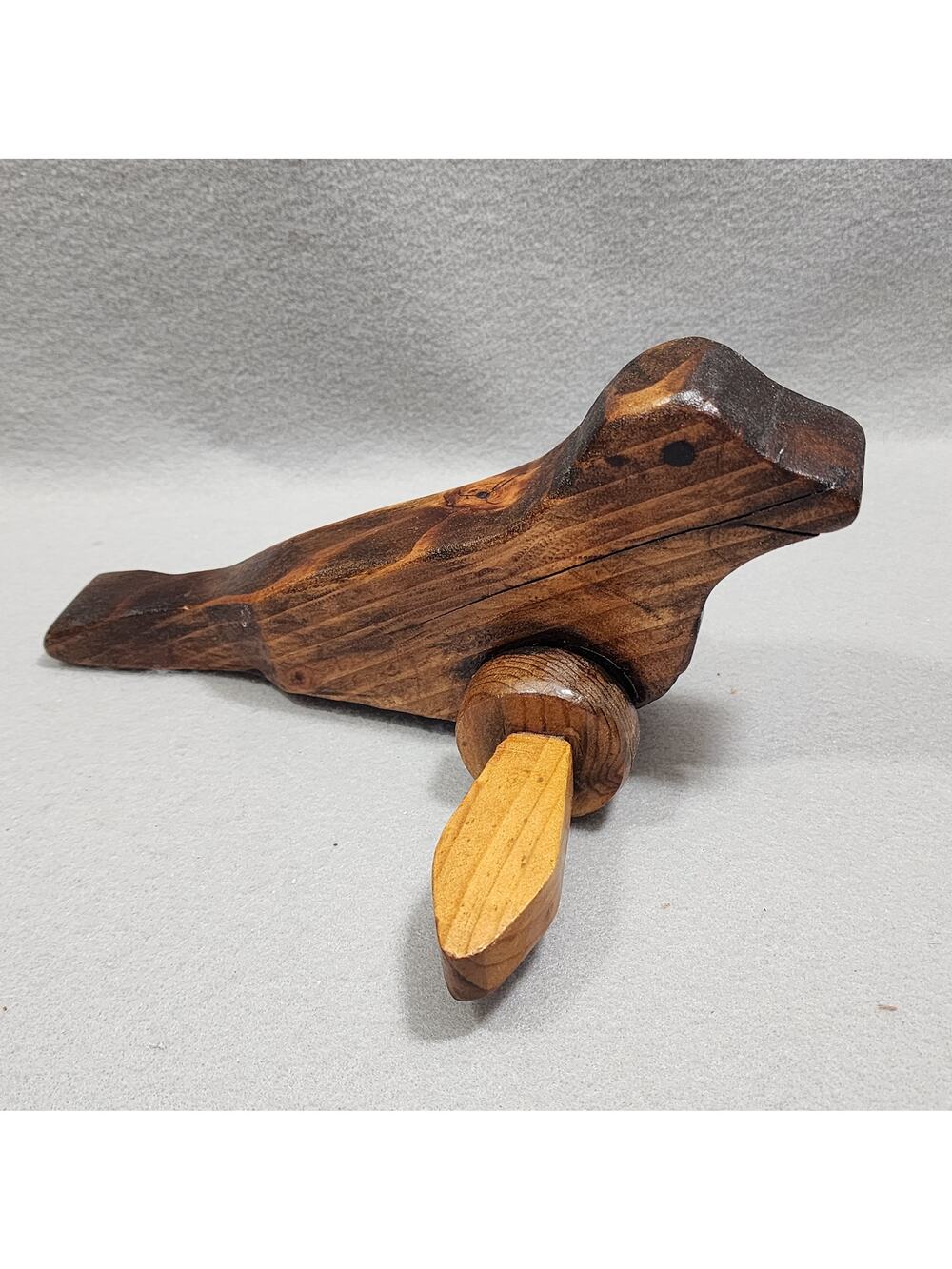 Handcraft Wooden Seal Push-Pull Along Child Toy Articulate Front Flippers Rustic